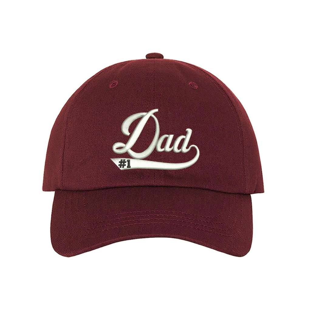 Burgundy baseball hat embroidered with 