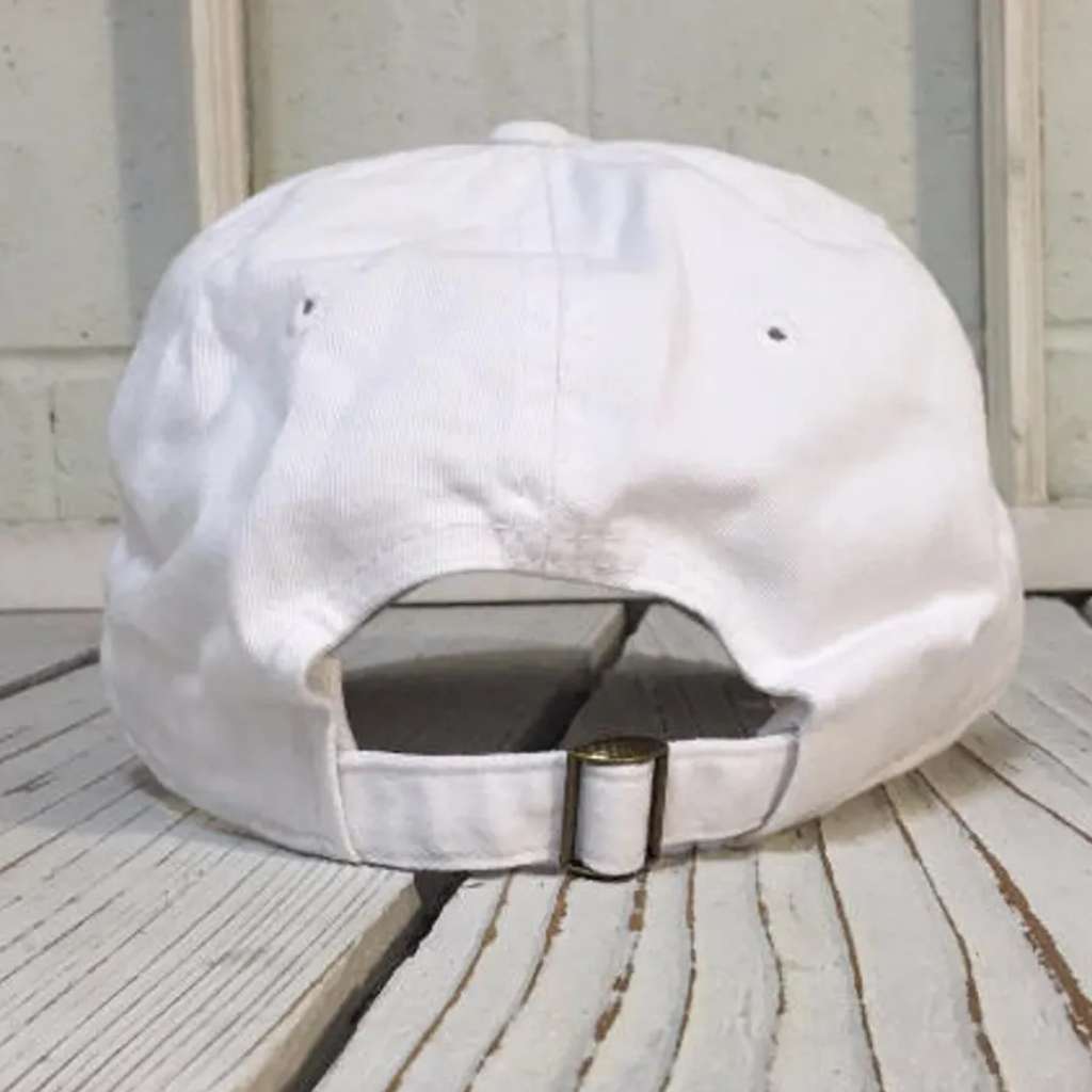 White back of baseball hat showing adjustable brass buckle - DSY Lifestyle