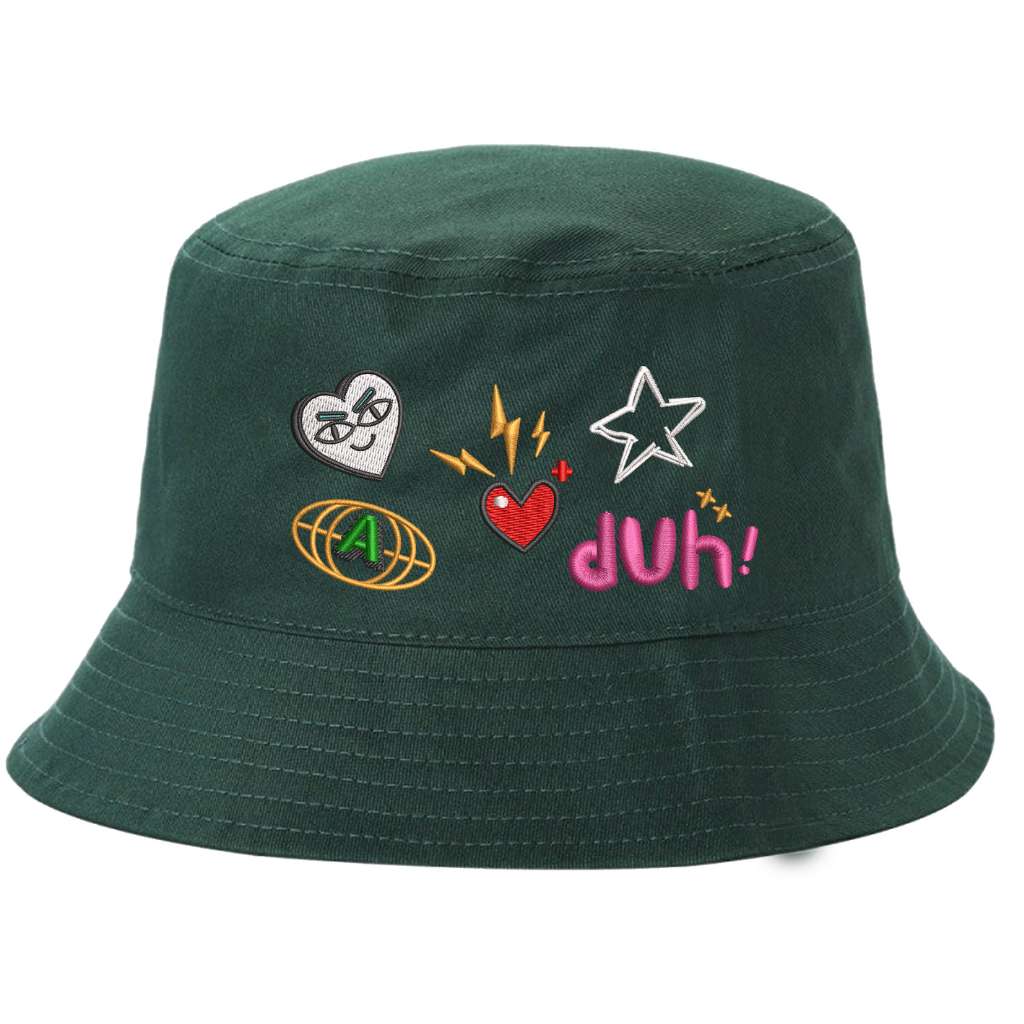 Forest Green bucket hat embroidered with 5 logos-DSY Lifestyle