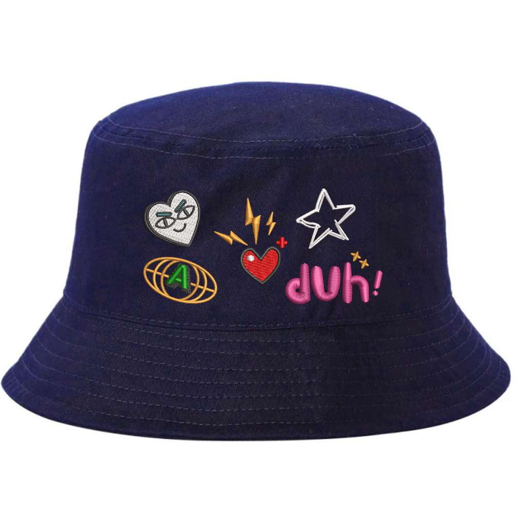 Navy bucket hat embroidered with 5 logos-DSY Lifestyle