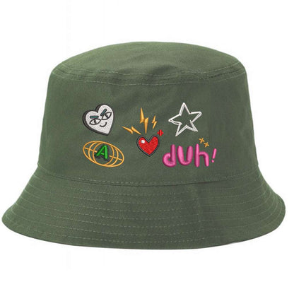 Olive bucket hat embroidered with 5 logos-DSY Lifestyle