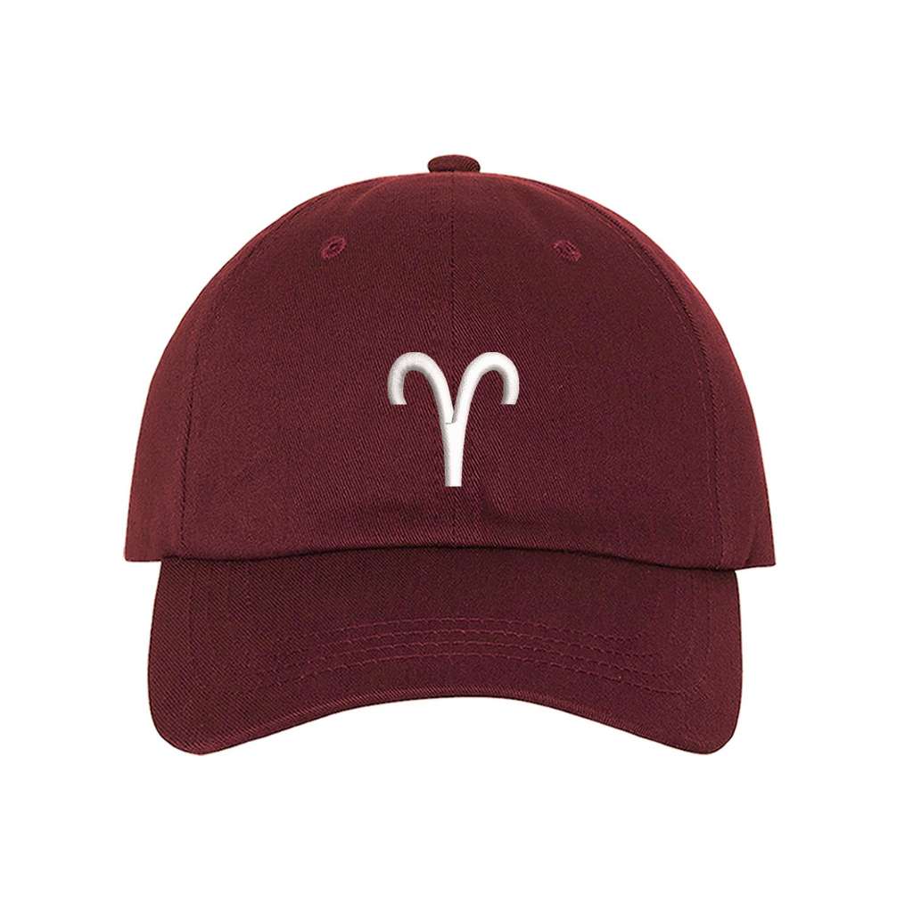 Burgundy baseball cap embroidered with the Aries Symbol - DSY Lifestyle