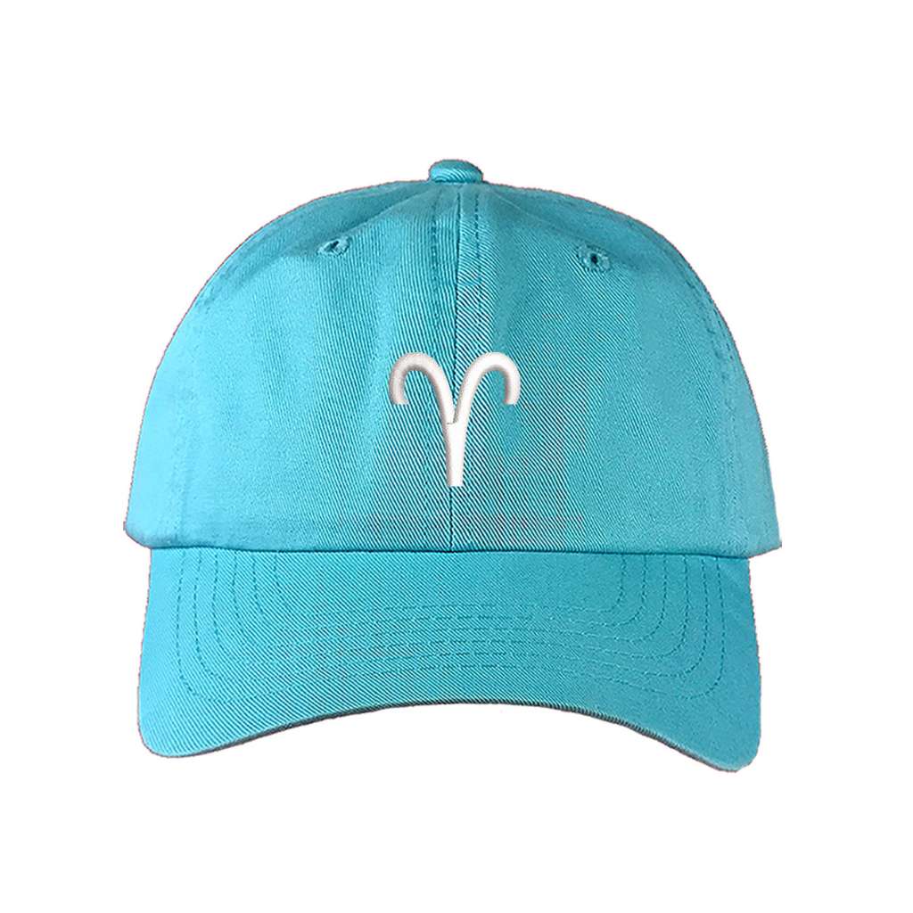 Cyan Blue baseball cap embroidered with the Aries Symbol - DSY Lifestyle