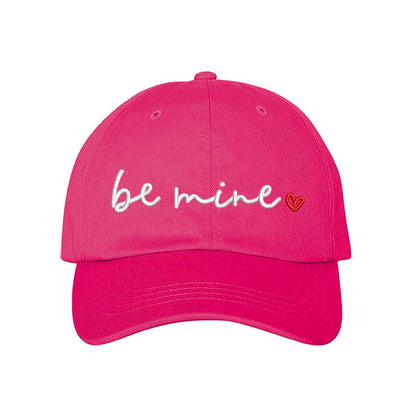 Hot Pink baseball hat embroidered with the phrase be mine and a small heart-DSY Lifestyle