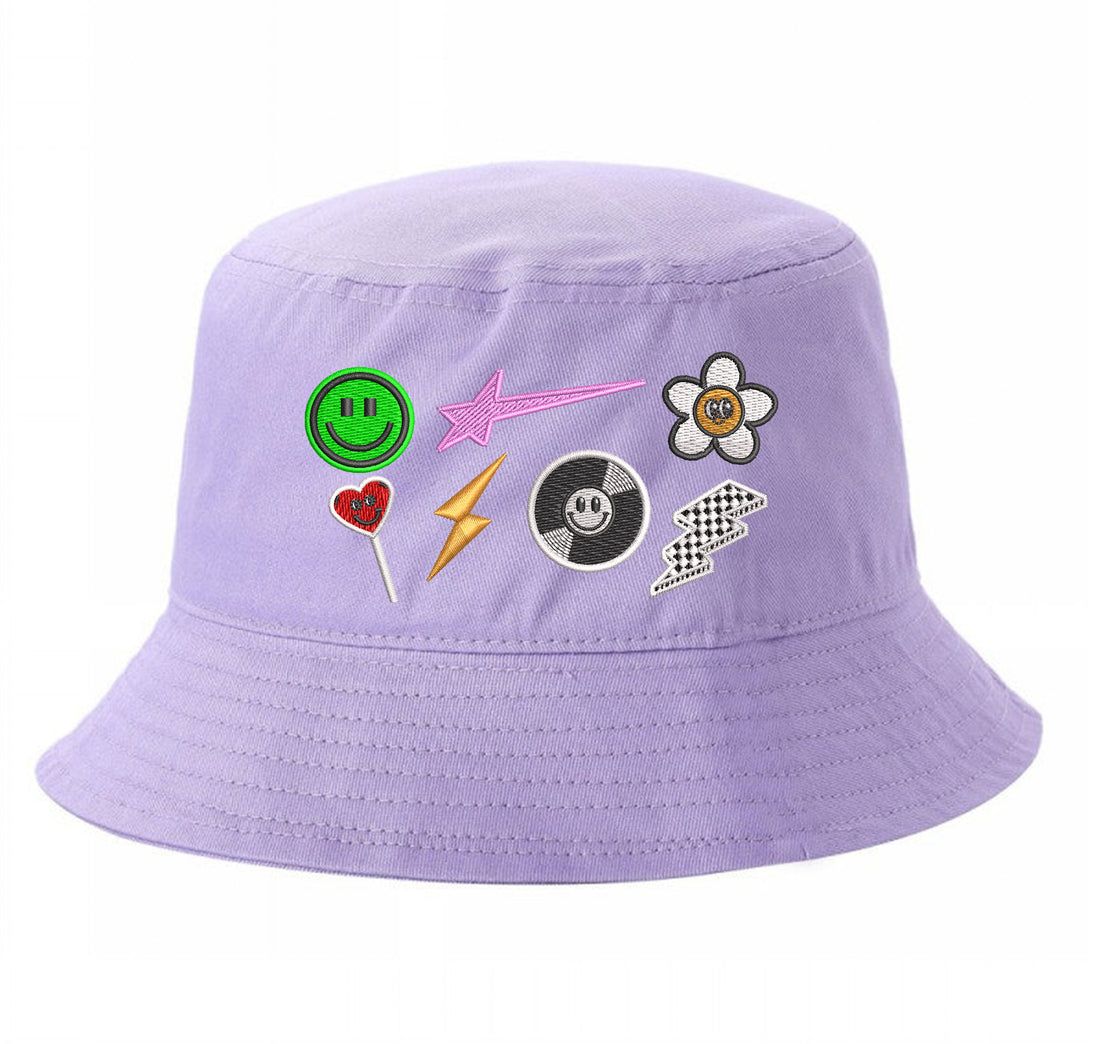 Lilac Bucket hat embroidered with 7 logos-DSY Lifestyle