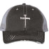 Black distressed trucker hat embroidered with a cross of nails on it-DSY Lifestyle