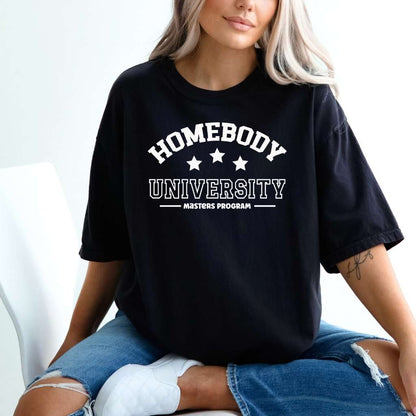 Black Washed Unisex Tee with Homebody University - DSY Lifestyle