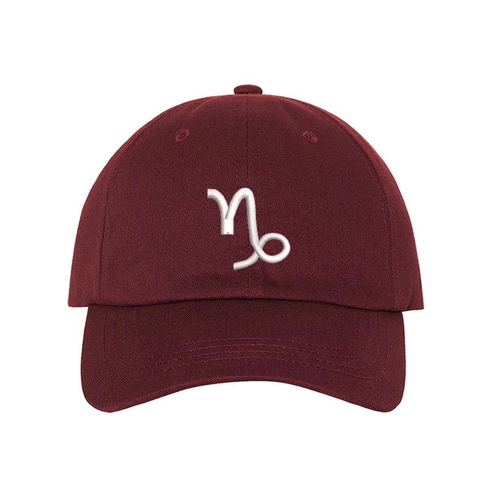 Burgundy baseball hat embroidered with the capricorn zodiac sign-DSY Lifestyle 