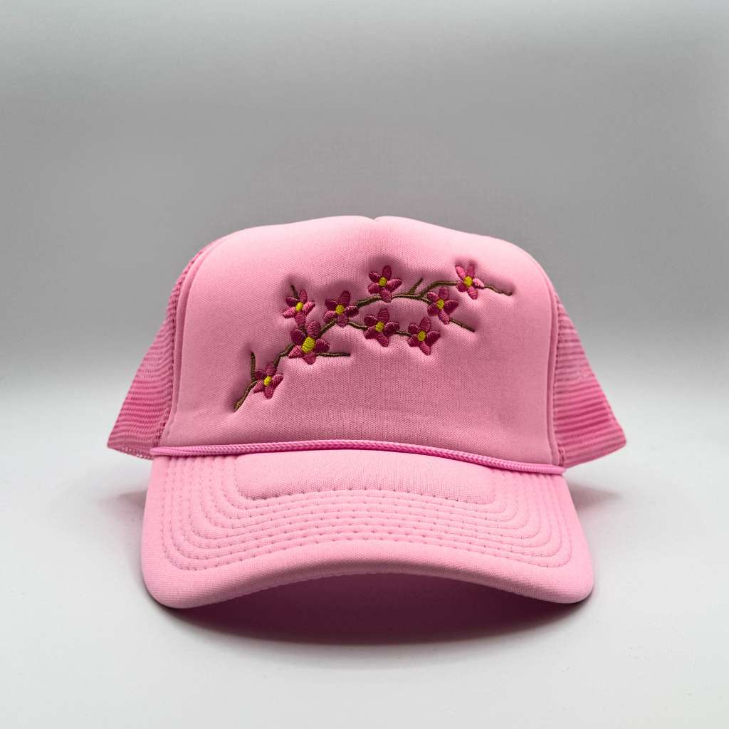 Pink Foam trucker hat embroidered with Cherry Blossom - DSY Lifestyle