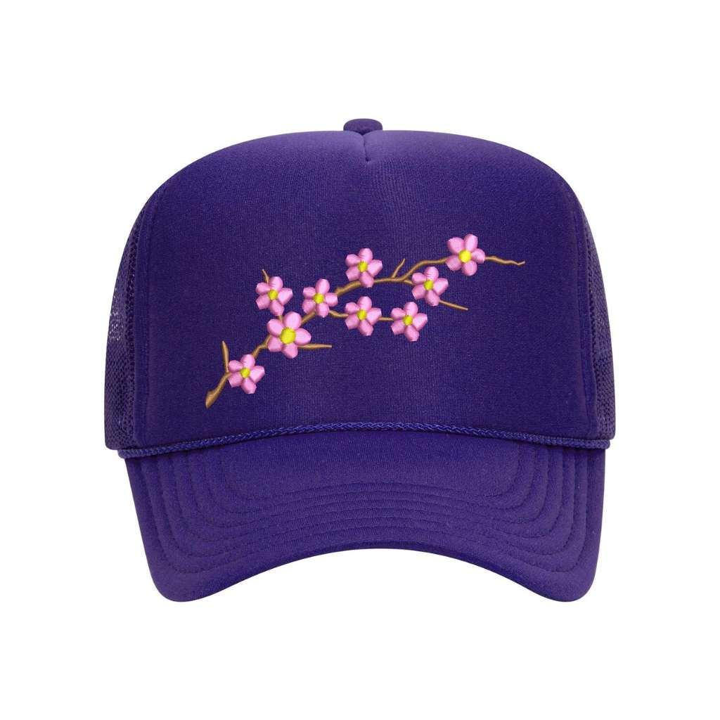 Purple Foam trucker hat embroidered with Cherry Blossom - DSY Lifestyle