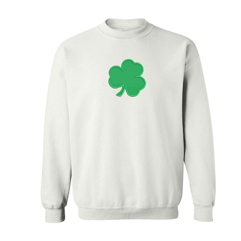 Embroidered Clover Shamrock White Sweatshirt - DSY Lifestyle 