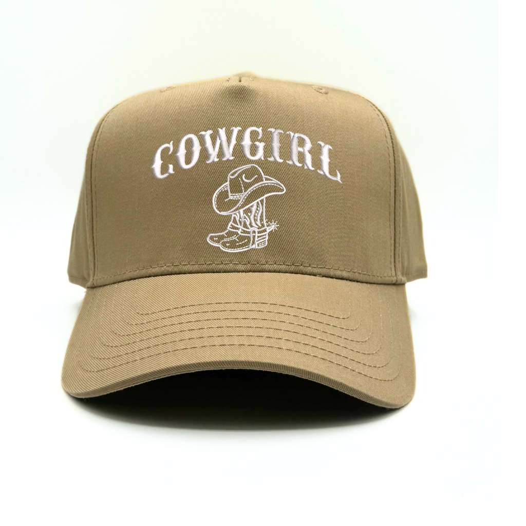 5 Panel Khaki  trucker cap embroidered with Cowgirl Boot - DSY Lifestyle