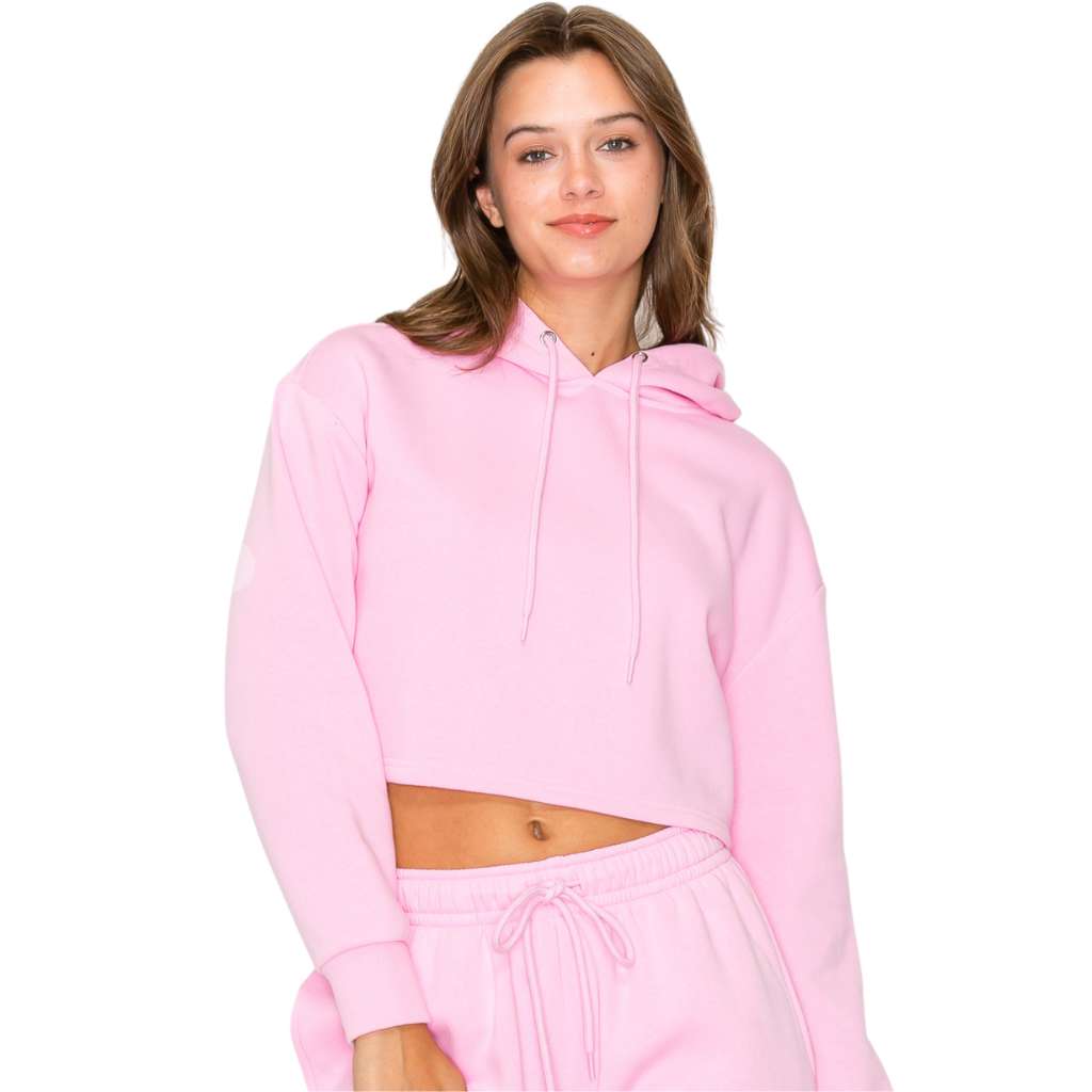 Cropped Fleece Hoodie Sweatshirt - Cozy &amp; Stylish Crop Fleece Pullover Hoodie