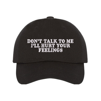 Black baseball hat embroidered with the phrase don&