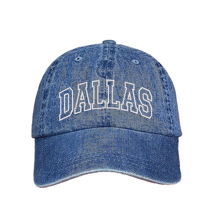 Light Denim Bold, embroidered hat featuring the outline of Dallas, perfect for proud city lovers – DSY Lifestyle.