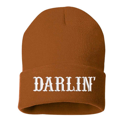 Texas Orange Beanie embroidered with the phrase Darlin&