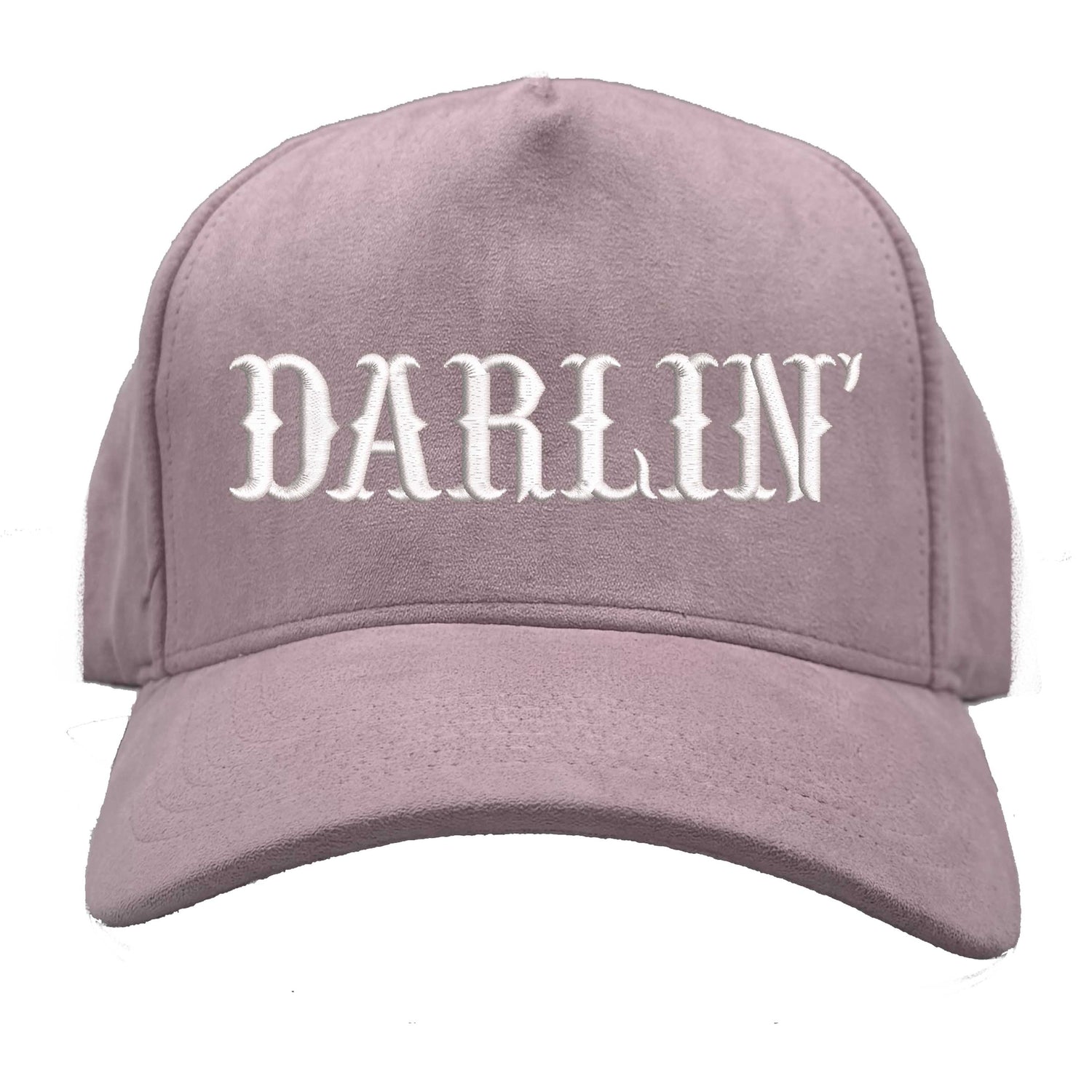 Gray suede 5 panel baseball hat embroidered with the phrase darlin-DSY Lifestyle