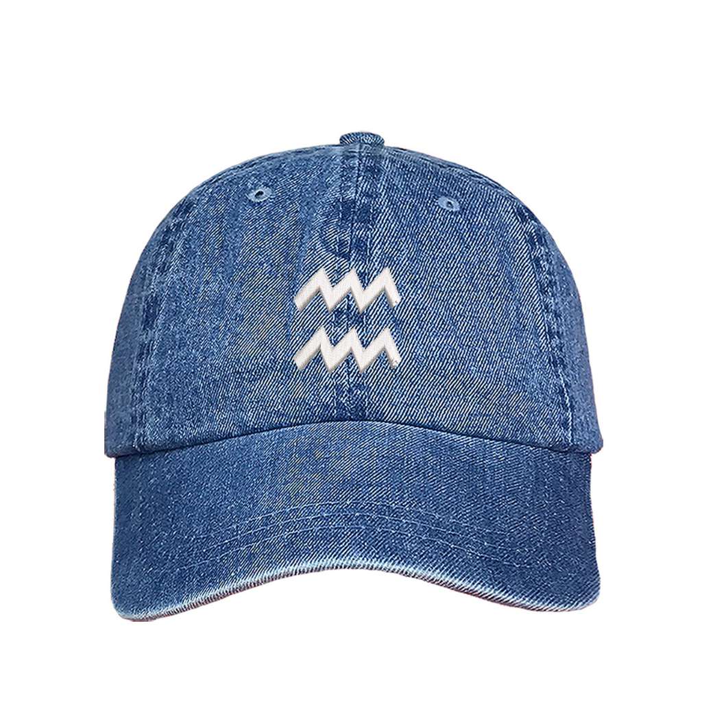 Denim baseball hat embroidered with the aquarius zodiac-DSY Lifestyle