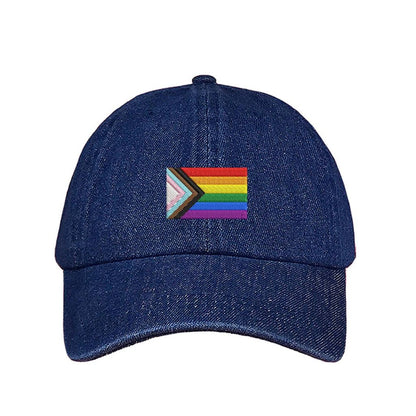 Dark denim baseball hat embroidered with the dan quasar pride flag-DSY Lifestyle