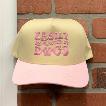 Easily Distracted by Dogs Baseball Cap - DSY Lifestyle Natural Pink