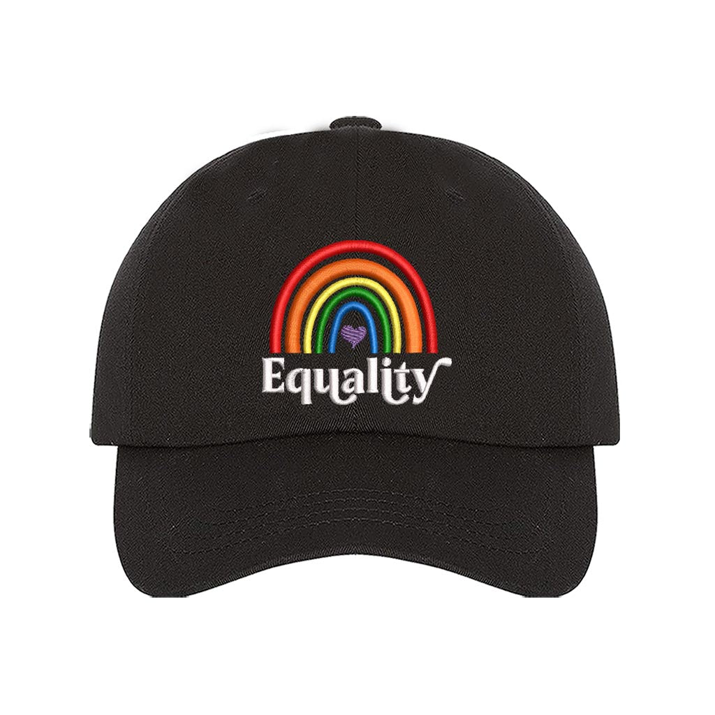 Black Baseball hat embroidered with the word equality and a rainbow-DSY Lifestyle