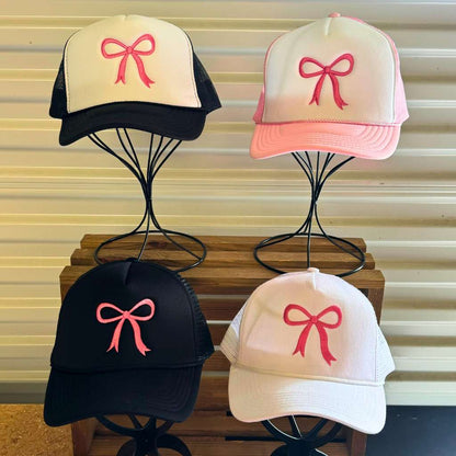 4  foam trucker hat with an embroidered Pink Coquette Bow - DSY Lifestyle