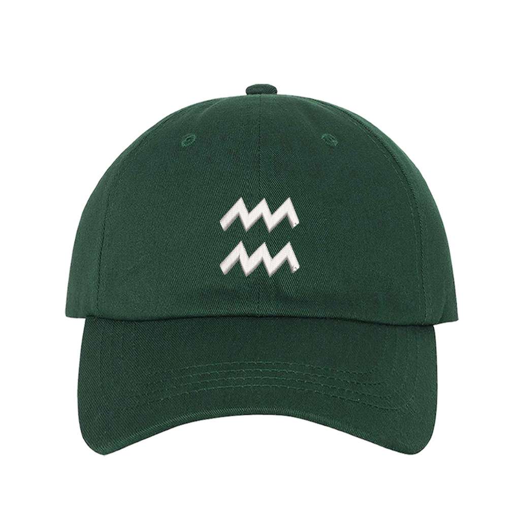 Forest Green baseball hat embroidered with the aquarius zodiac-DSY Lifestyle