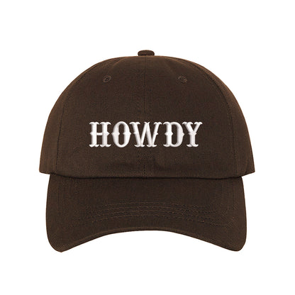 Brown hat embroidered with the word Howdy-DSY Lifestyle