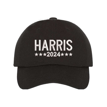 Black baseball hat embroidered with the phrase harris 2024-DSY Lifestyle