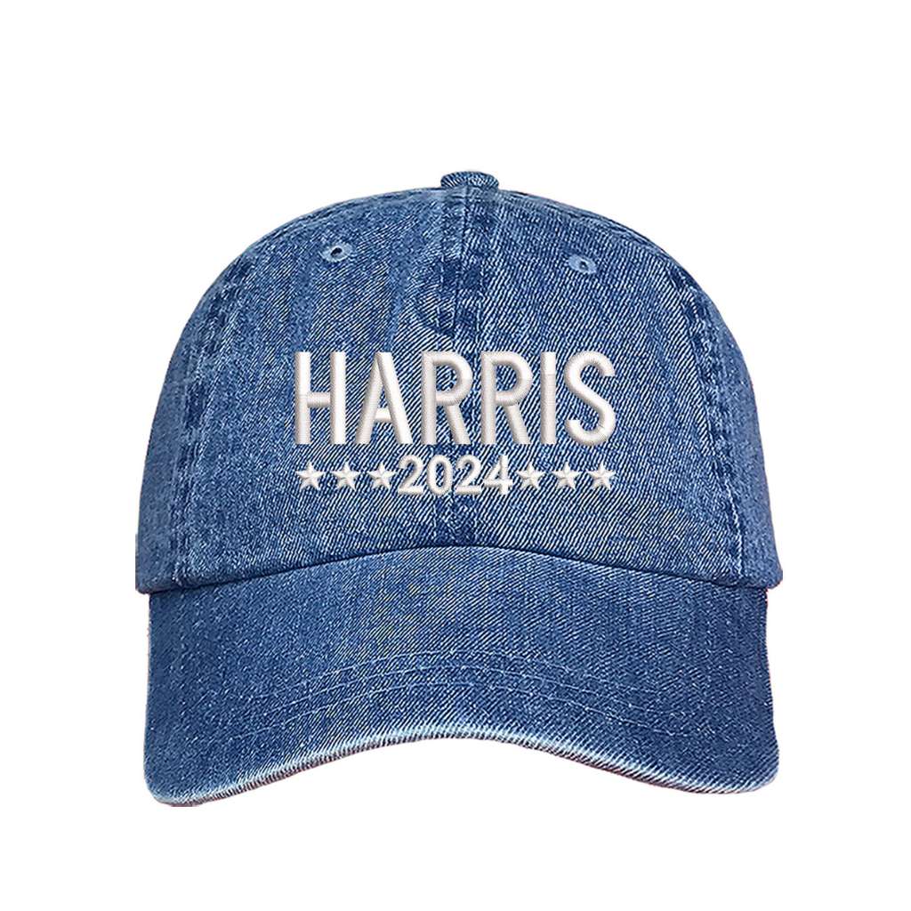 Light Denim baseball hat embroidered with the phrase harris 2024-DSY Lifestyle