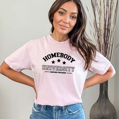 Pink Washed Unisex Tee with Homebody University - DSY Lifestyle