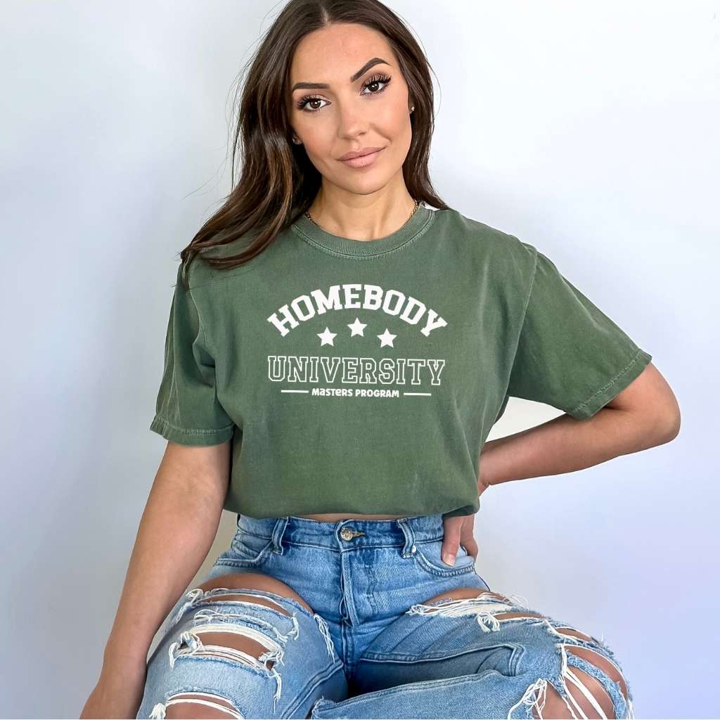 Green Washed Unisex Tee with Homebody University - DSY Lifestyle