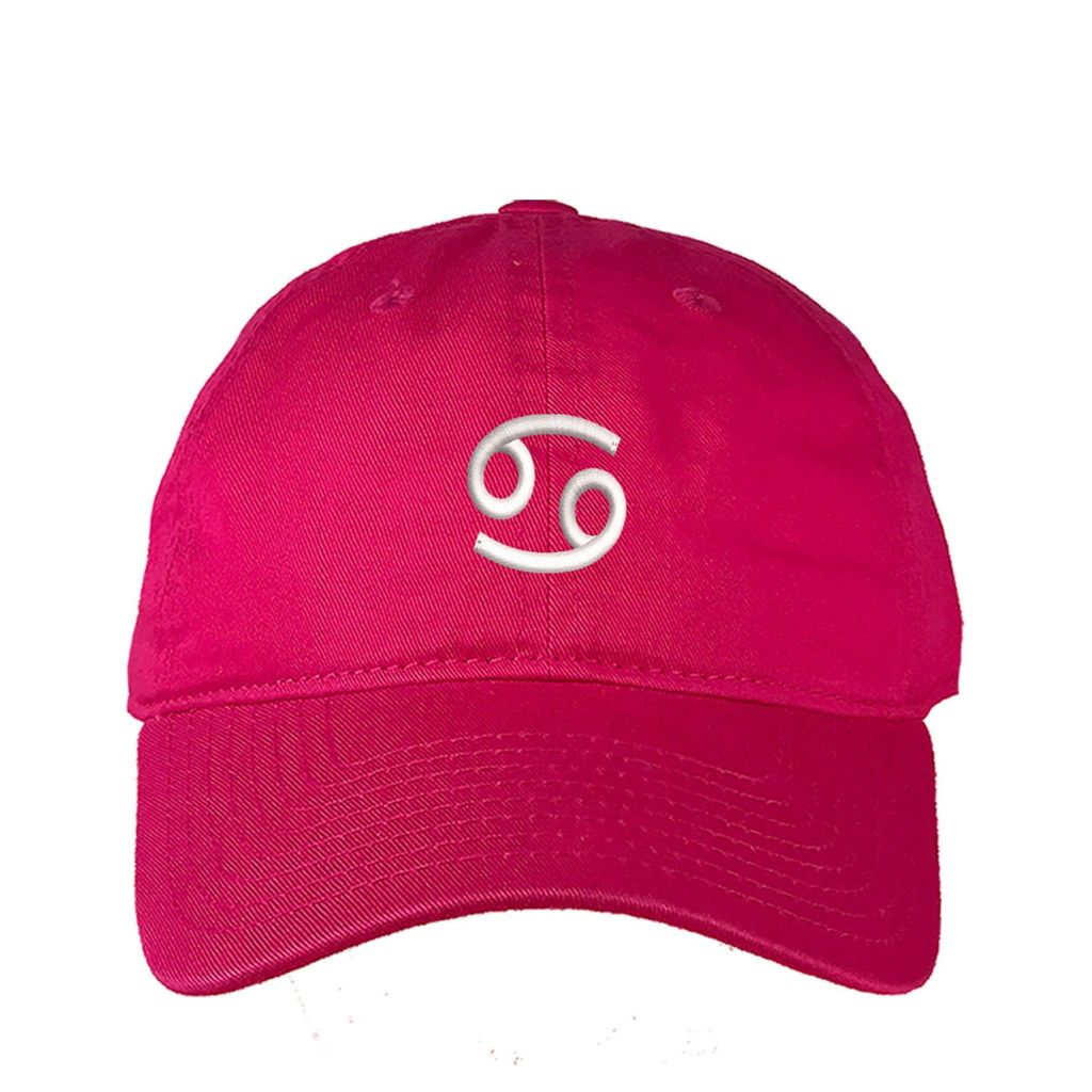 Hot Pink baseball hat embroidered with a cancer zodiac sign- DSY Lifestyle