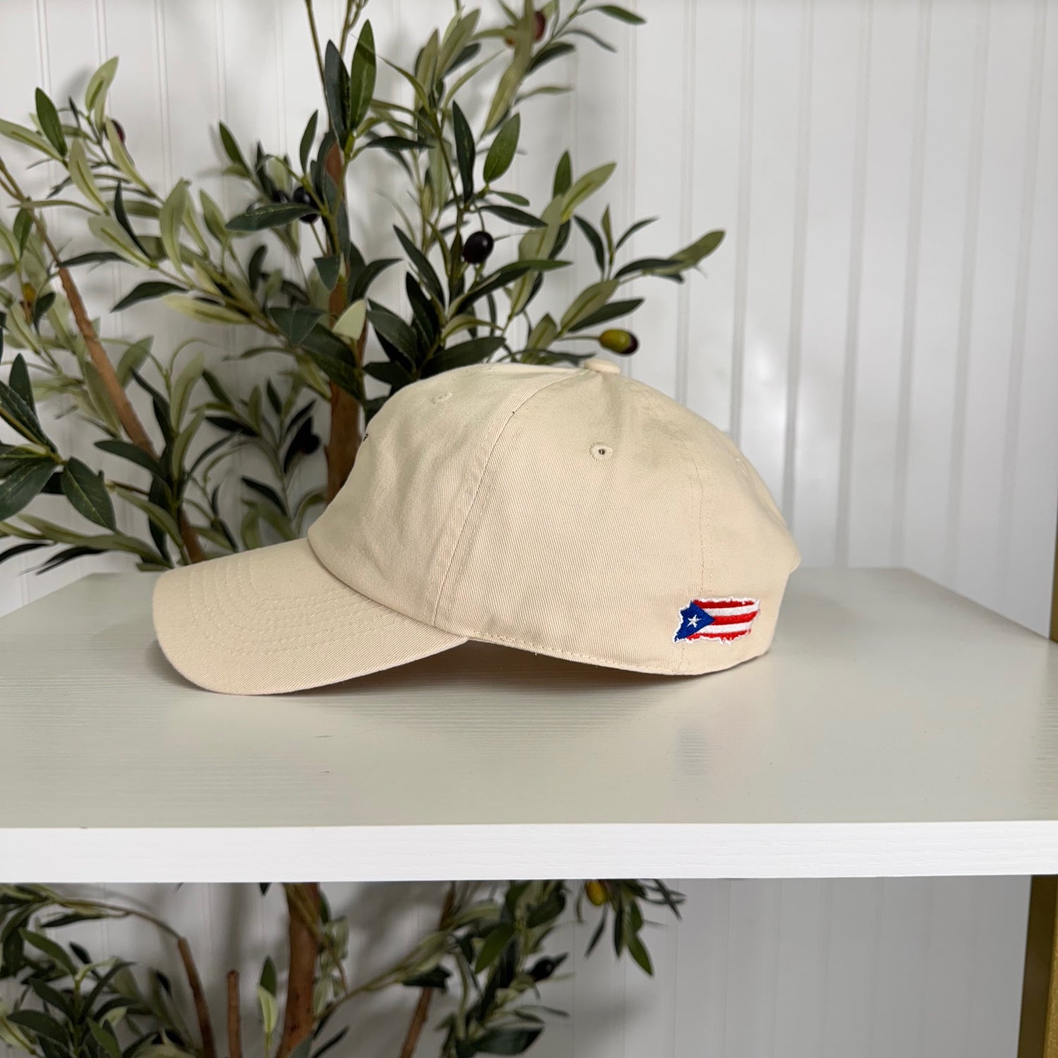 Stone Puerto Rico Coco Embroidered Baseball Hat side view featuring island-inspired lettering and premium stitching - DSY Lifestyle