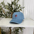 Light Denim baseball hat embroidered with a Puerto Rican Amapola shaped flag, representing Puerto Rican culture and beauty - DSY Lifestyle