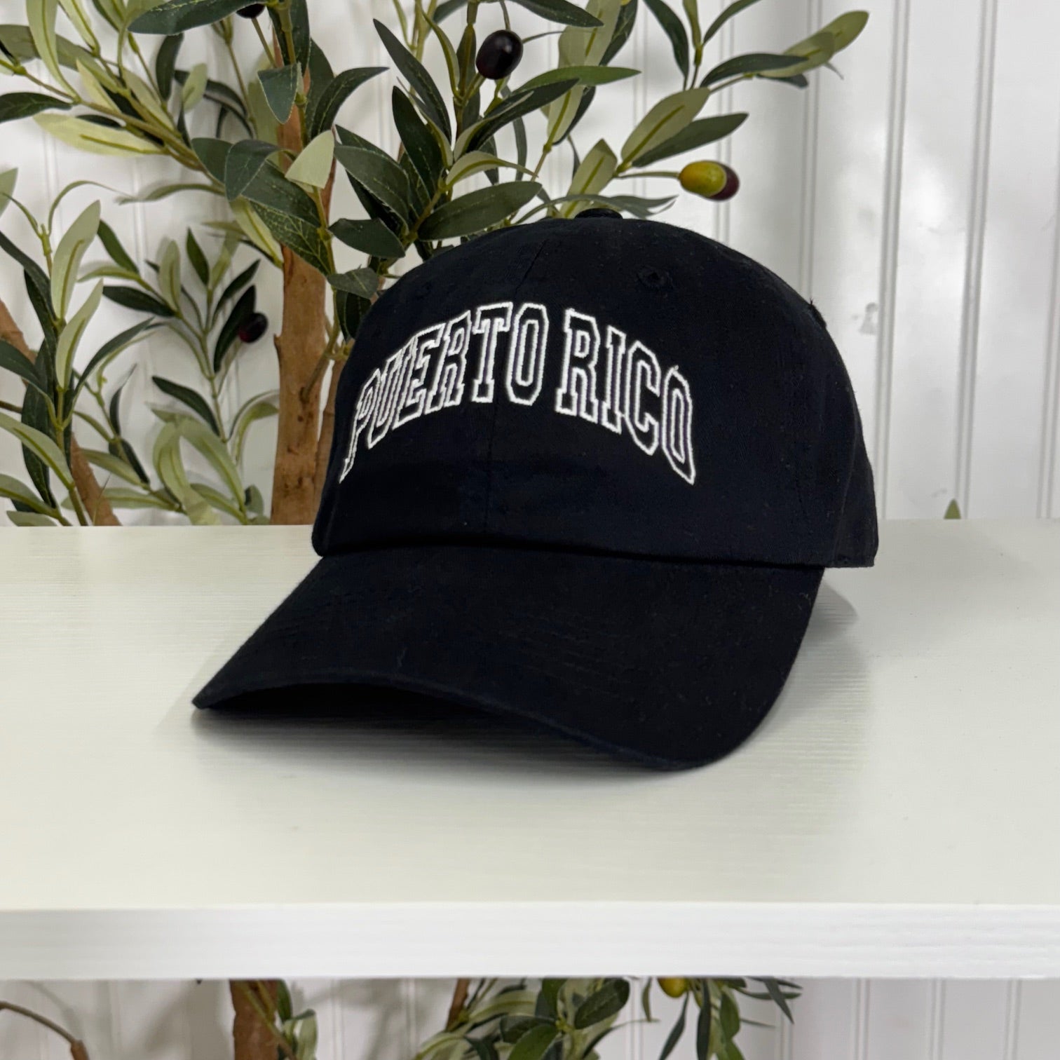 Black Puerto Rico Large Print Embroidered Baseball Hat with bold lettering - DSY Lifestyle