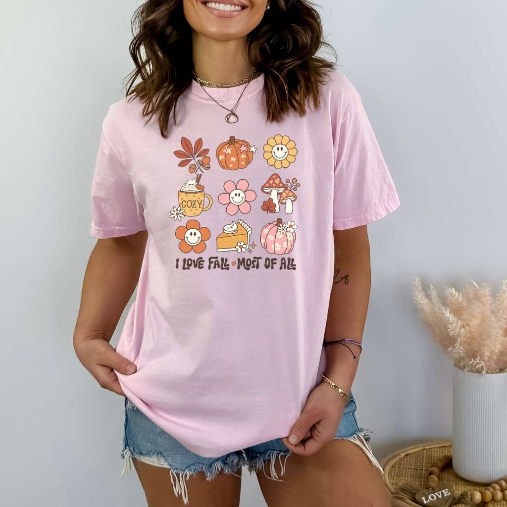 I Love Fall Most of All Retro Tee | Cozy Fall Vibes Unisex Shirt