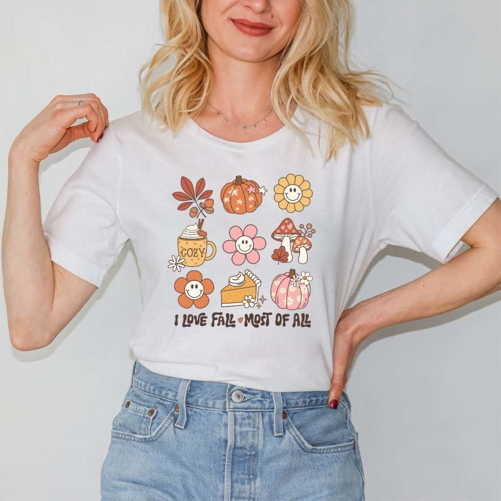 I Love Fall Most of All Retro Tee | Cozy Fall Vibes Unisex Shirt