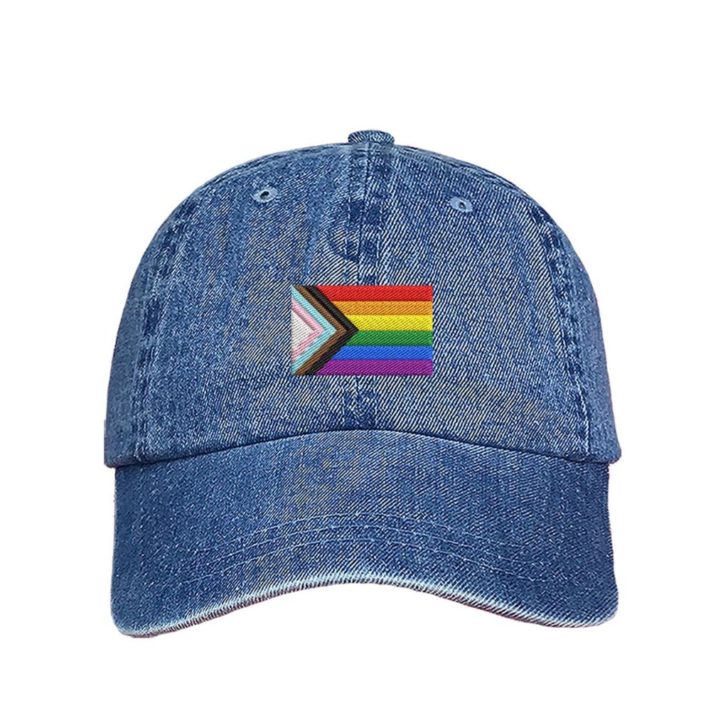 Lt Denim baseball hat embroidered with the dan quasar pride flag-DSY Lifestyle