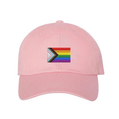 Light pink baseball hat embroidered with the dan quasar pride flag-DSY Lifestyle