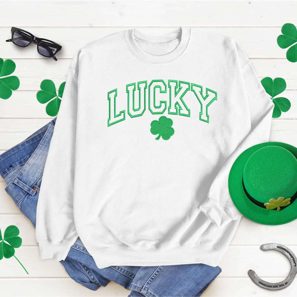 Lucky Clover Sweatshirt | St Patricks Day Embroidered Sweatshirt