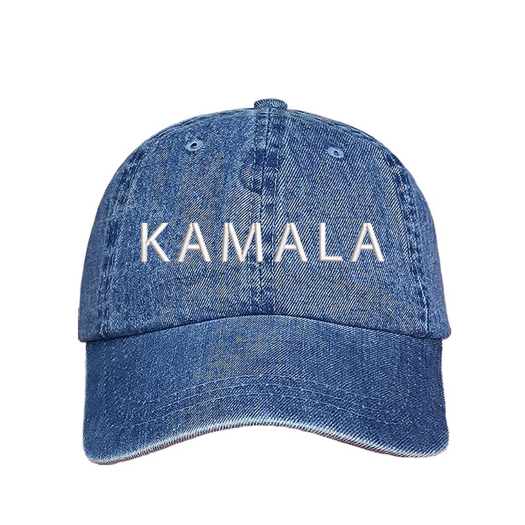 Light denim baseball hat embroidered with the name Kamala-DSY Lifestyle