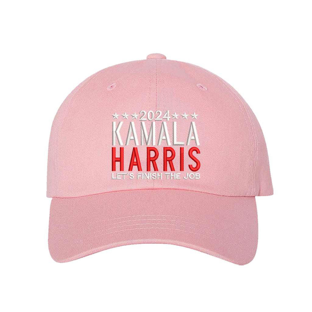 Light Pink baseball hat embroidered with the phrase lets finish the job-DSY Lifestyle