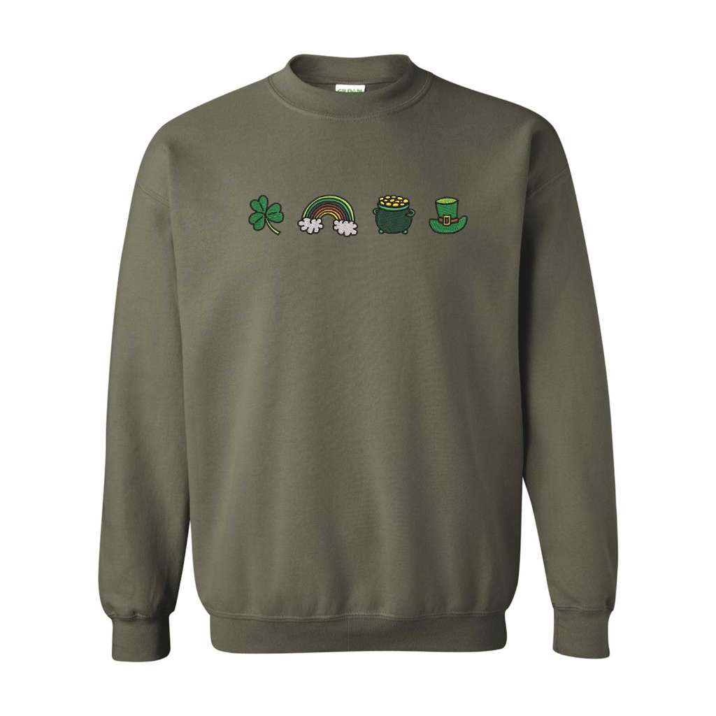 Lucky Charm embroidered Olive Sweatshirt - DSY Lifestyle