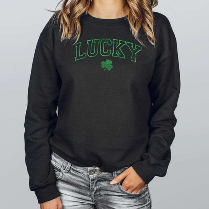 Lucky Clover Sweatshirt | St Patricks Day Embroidered Sweatshirt