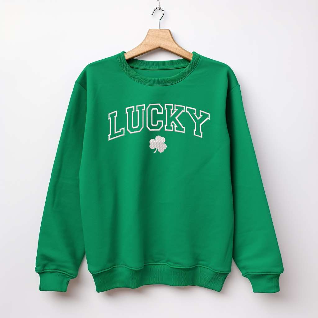 Lucky Clover Sweatshirt | St Patricks Day Embroidered Sweatshirt