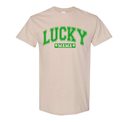 Sand tshirt printed with lucky Mama for St Patricks Day - DSY Lifestyle