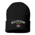 A cozy knit black beanie embroidered with "Mistletoe Ready, Papi," perfect for flirty Spanglish holiday vibes and festive winter outfits - DSY Lifestyle