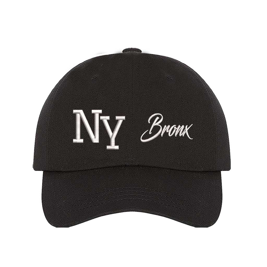 Black NY 3D Bronx Embroidered Baseball Cap with raised embroidery, a curved brim, and an adjustable strap, celebrating New York’s iconic borough in style - DSY Lifestyle