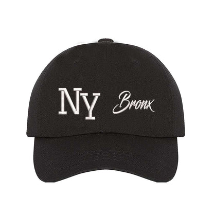 Black NY 3D Bronx Embroidered Baseball Cap with raised embroidery, a curved brim, and an adjustable strap, celebrating New York’s iconic borough in style - DSY Lifestyle